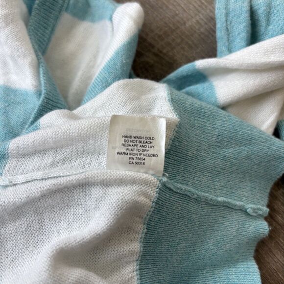 Vintage Abercrombie & Fitch Womens Cardigan Blue Striped Size L Y2K Logo Preppy - Picture 10 of 10